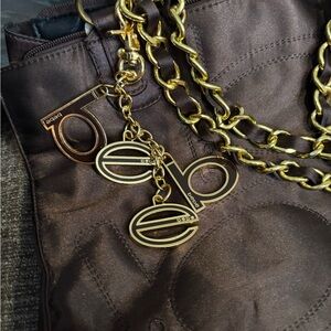 bebe Brown Satchel with Gold Accents